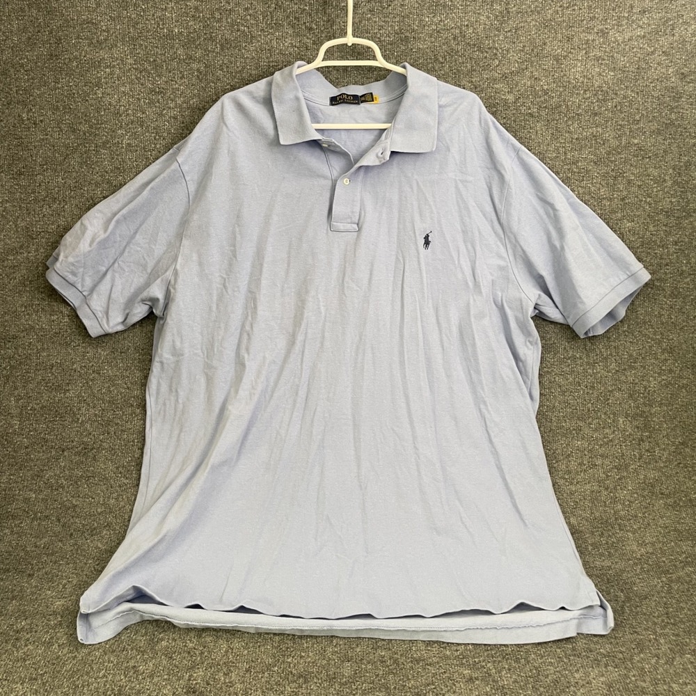 Polo Ralph Lauren Shirt Mens Sz 3XLT  Light Blue Short Sleeve Mesh Cotton Pony